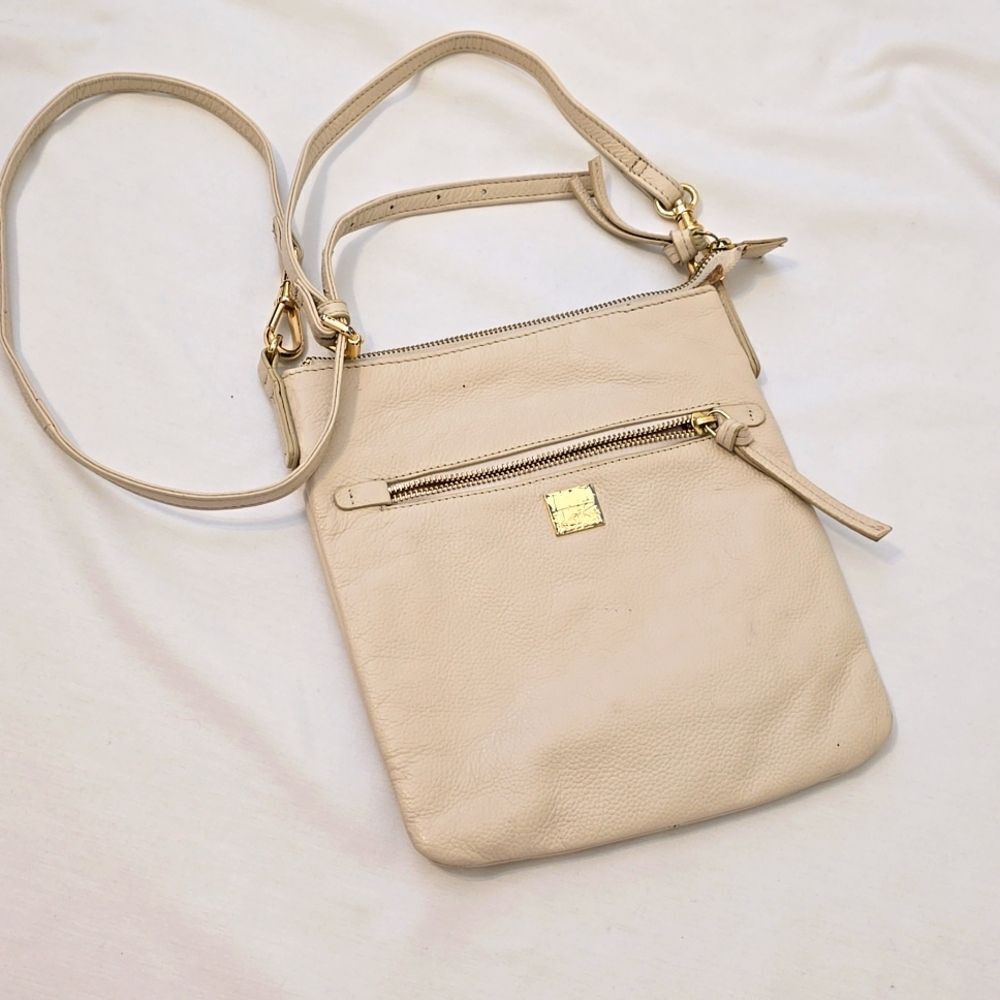 Kooba Cream Leather Crossbody with Gold Accents